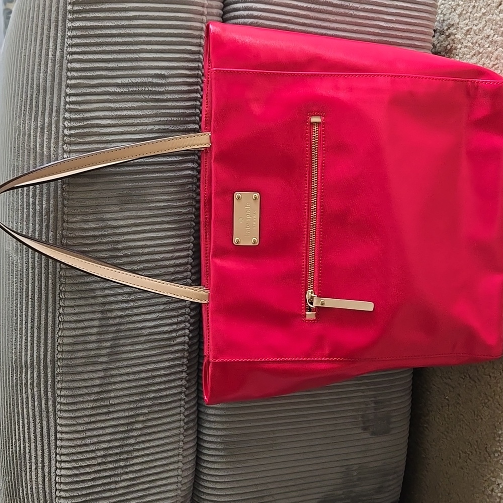 Michael Kors Pink and Tan Tote Bag with Glossy Finish